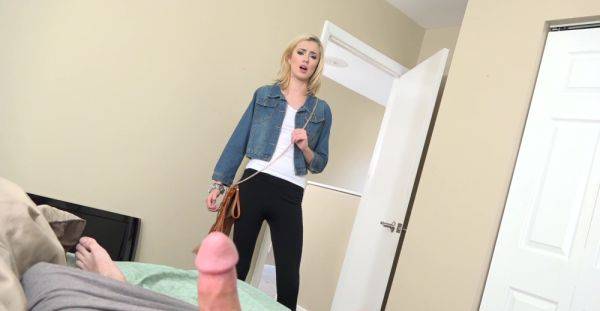 Slender young blonde handles the man's cock with great care in home POV - xbabe.com on pornogates.com