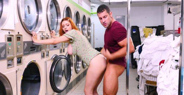 Redhead tries random man's hefty tool at the laundromat - xbabe.com on pornogates.com