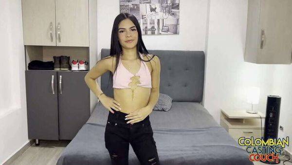 Tiny 18-Year-Old Colombian Latina's First Casting Creampie - porntry.com on pornogates.com