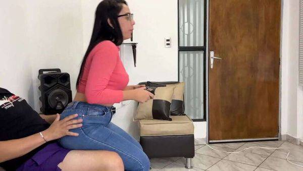 Stepmom Alaska Lust Sitting on Stepson's Lap with Her Large Booty - porntry.com on pornogates.com