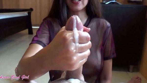 Asian Good Girl's Handjob Compilation 2 - Big White Cock & Oil - porntry.com on pornogates.com