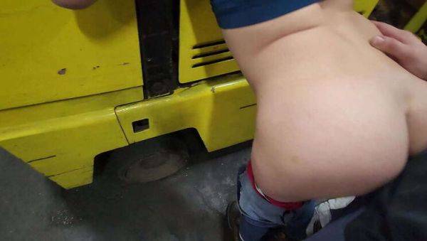 Passionate encounter: Co-worker gets rough, Creampie filled doggystyle on the forklift - porntry.com on pornogates.com